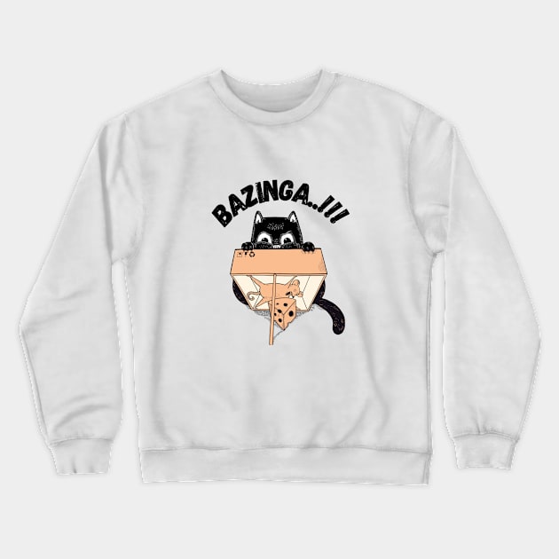 Black Cat Bazinga mouse Crewneck Sweatshirt by TrendsCollection